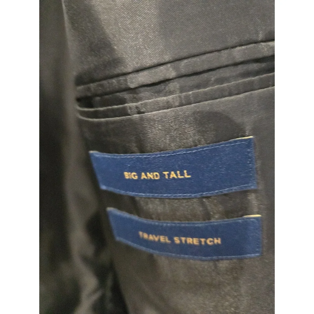 Stafford Big & Tall 54B Regular Black Wool Blend Blazer Jacket Travel Stretch